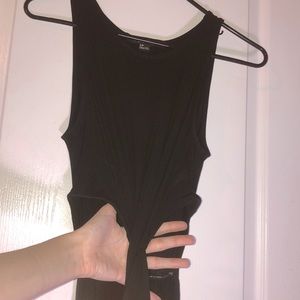 Forever 21 Tie Twist Open Waist Black Maxi Dress